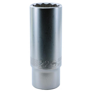 Wiha Tools 33878 1/2 Inch Drive Deep Socket, 12 Point, 22 mm