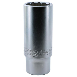 Wiha Tools 33880 1/2 Inch Drive Deep Socket, 12 Point, 24 mm