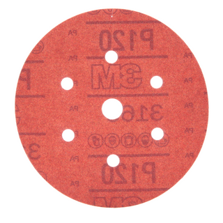 3M Hookit Red Abrasive Disc Dust Free, 01145, 6 in, P120, 50 discs per
carton