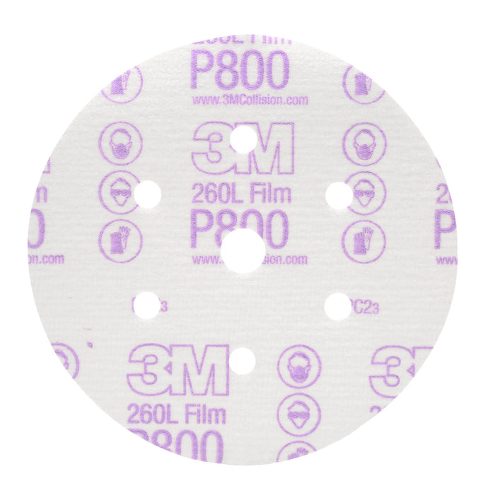 3M Hookit Finishing Film Abrasive Disc 260L, 01070, 6 in, Dust Free,
P800
