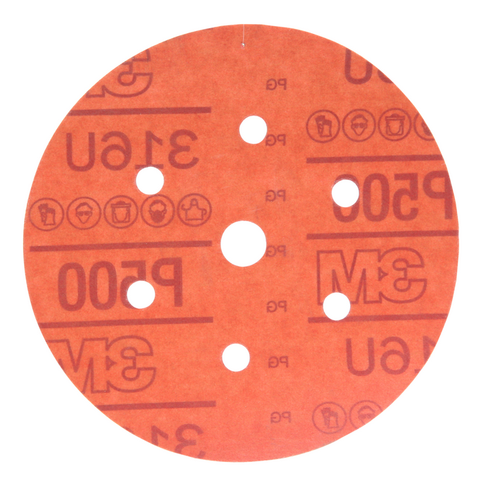 3M Hookit Red Abrasive Disc Dust Free, 01138, 6 in, P500, 50 discs per
carton