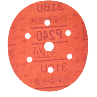 3M Hookit Red Abrasive Disc Dust Free, 01141, 6 in, P240, 50 discs per
carton