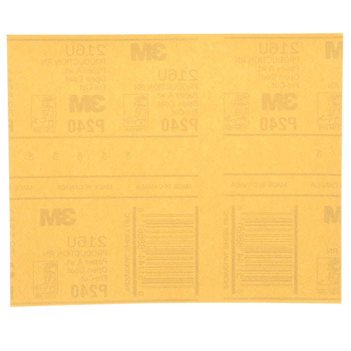 3M Gold Abrasive Sheet, 02543, P240 grade, 9 in x 11 in, 50 sheets per
pack