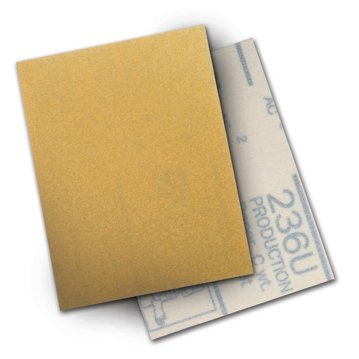 3M Hookit Paper Sheet 236U, P180 C-weight, 3 in x 4 in, 50/Carton