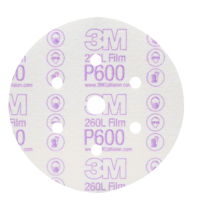 3M Hookit Finishing Film Abrasive Disc 260L, 01071, 6 in, Dust Free,
P600