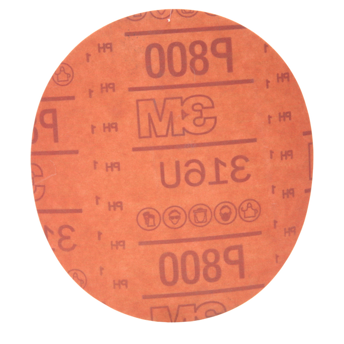 3M Hookit Red Abrasive Disc 316U, 01187, 6 in, P800, 50 discs per
carton