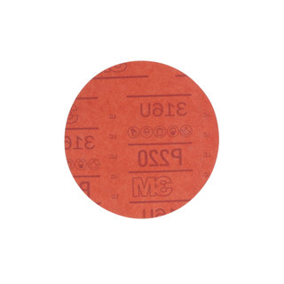 3M Hookit Red Abrasive Disc, 01221, 6 in, P220, 50 discs per carton