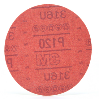 3M Hookit Red Abrasive Disc, 01224, 6 in, P120, 50 discs per carton