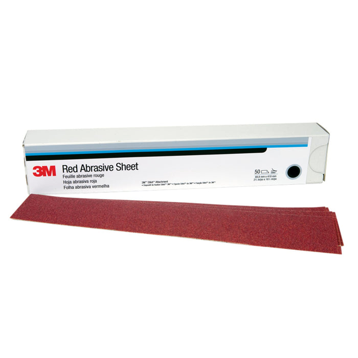 3M Hookit Red Abrasive Sheet, 01178, P220, 2-3/4 in x 16 1/2 in