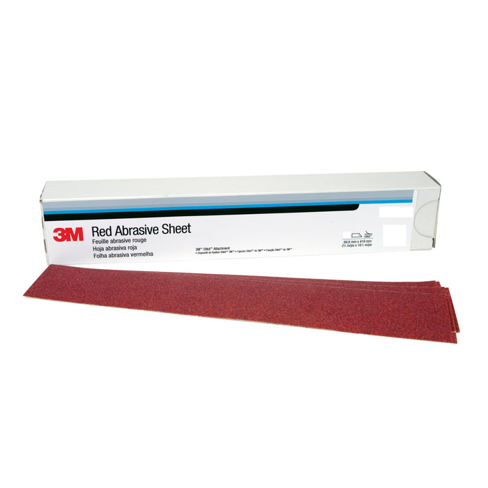 3M Red Abrasive Stikit Sheet, 01680, 40, 2-3/4 in x 16 1/2 in