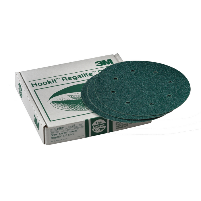 3M Green Corps Hookit Disc Dust Free, 00624, 8 in, 40, 25 discs per
carton