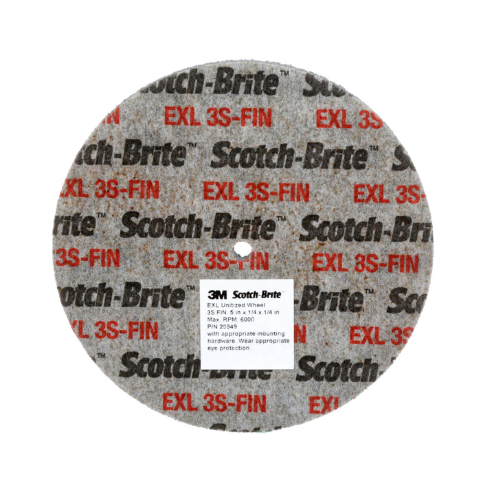 Scotch-Brite EXL Unitized Wheel, XL-UW, 3S Fine, 4 in x 1/4 in x 1/4
in