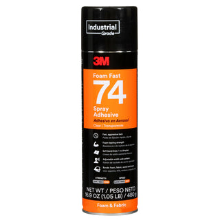 3M Foam Fast Spray Adhesive 74, Clear, 24 fl oz Can (Net Wt 16.9 oz)