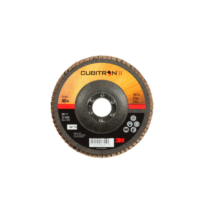 3M Cubitron II Flap Disc 967A, 40+, T27, 5 in x 7/8 in