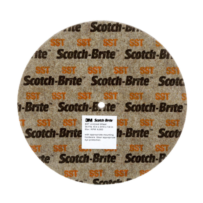 Scotch-Brite SST Unitized Wheel, 3 in x 1/2 in x 1/4 in 3A FIN
