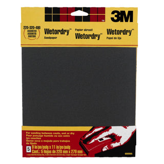 3M Wetordry Sandpaper 9088DC-NA, 9 in x 11 in, Assorted grit, 5 sht pk