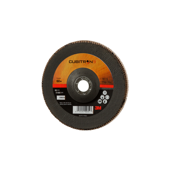 3M Cubitron II Flap Disc 967A, 60+, T29, 7 in x 7/8 in, Giant