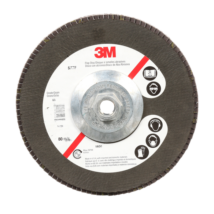 3M Flap Disc 577F, 40, T27 Quick Change, 7 in x 5/8 in-11, Giant