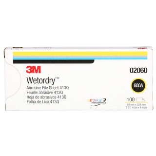 3M Wetordry Abrasive Sheet 413Q, 02060, 600, 3 2/3 in x 9 in, 100
Sheets/Carton