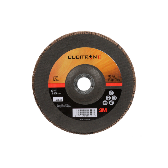 3M Cubitron II Flap Disc 967A, 60+, T27, 7 in x 7/8 in, Giant