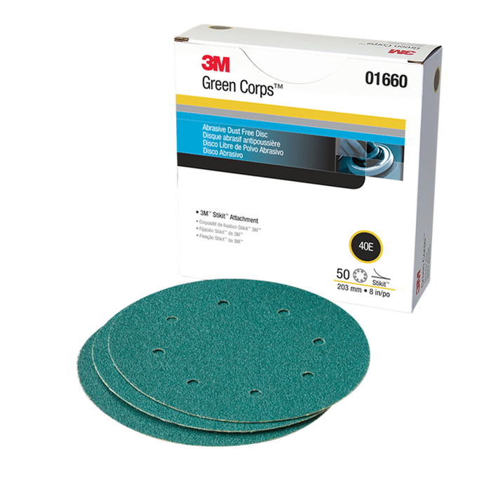 3M Green Corps Stikit Production Disc Dust Free, 01660, 8 in, 40