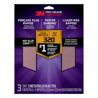 3M Pro Grade Precision Faster Sanding Sanding Sheets 320 grit X-Fine,
26320TRI-3