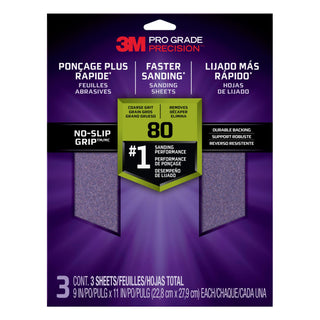 3M Pro Grade Precision Faster Sanding Sanding Sheets 80 grit Coarse,
26080TRI-3