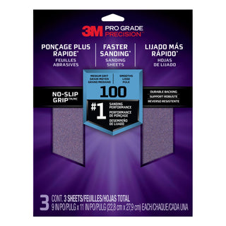 3M Pro Grade Precision Faster Sanding Sanding Sheets 100 grit Medium,
26100TRI-3