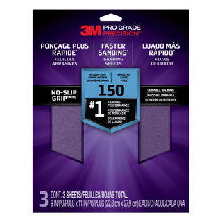 3M Pro Grade Precision Faster Sanding Sanding Sheets 150 grit Medium,
26150TRI-3