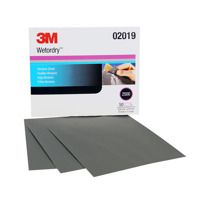 3M Wetrodry Abrasive Sheet, 02019, 2500, 9 in x 11 in, 50 sheets per
carton