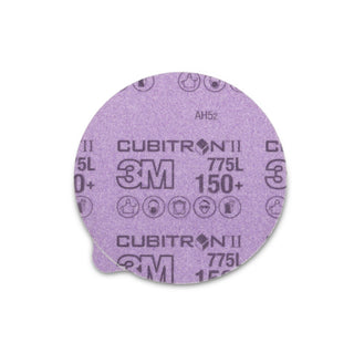 3M Cubitron II Stikit Film Disc 775L, 150+, 5 in x NH, Linered w/Tab,
Die 500X