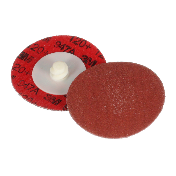 3M Cubitron II Roloc Durable Edge Disc 947A, 120+, X-weight, TR,
Maroon, 2 in
