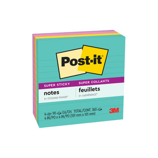 Post-it® Super Sticky Notes 675-4SSMIA, 4 in x 4 in (101 mm x 101 mm)