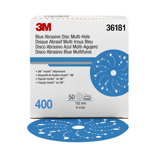 3M Hookit Blue Abrasive Disc 321U Multi-hole, 36181, 6 in, 400