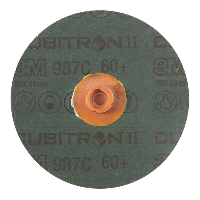 3M Cubitron II Roloc Fibre Disc 987C, 60+, TS, 4 in, Die RS400BB,
25/Carton