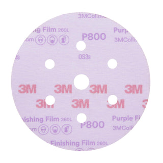 3M Hookit Purple Finishing Film Abrasive Disc 260L, 30770, 6 in, Dust
Free, P800