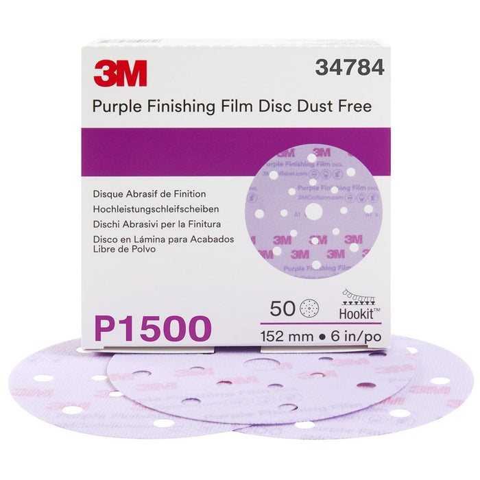 3M Hookit Purple Finishing Film Abrasive Disc 260L, 34784, 6 in, Dust
Free