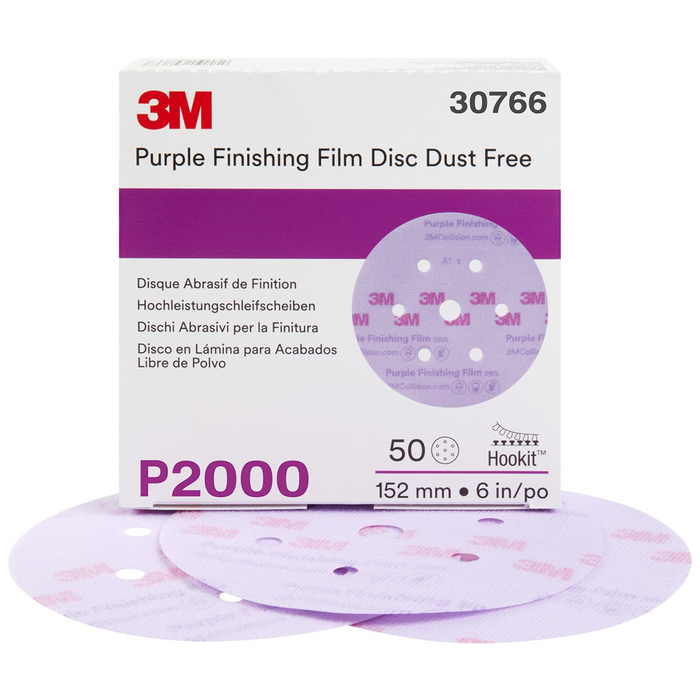 3M Hookit Purple Finishing Film Abrasive Disc 260L, 30766, 6 in, Dust
Free