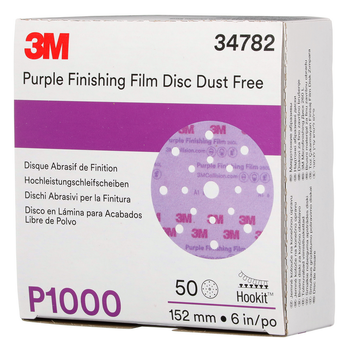 3M Hookit Purple Finishing Film Abrasive Disc 260L, 34782, 6 in, Dust
Free