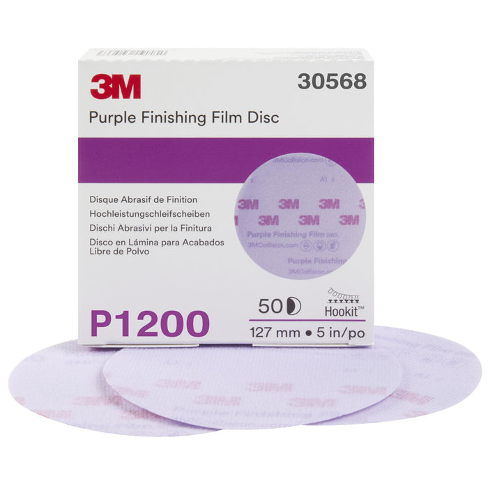 3M Hookit Purple Finishing Film Abrasive Disc 260L, 30568, 5 in,
P1200