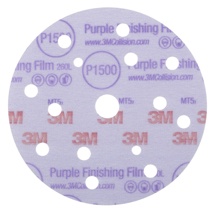 3M Hookit Purple Finishing Film Abrasive Disc 260L, 51154, 6 in, Dust
Free