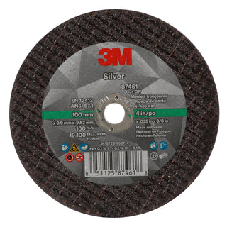 3M Silver Cut-Off Wheel, 87461, T1, 4 in x .035 in x 3/8 in