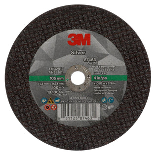 3M Silver Cut-Off Wheel, 87463, T1, 4 in x .050 in x 3/8 in