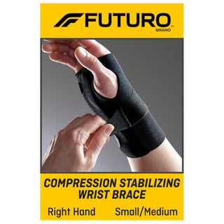 FUTURO Compression Stabilizing Wrist Brace, 48400ENR, Right Hand,Small/Medium