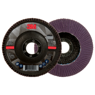 3M Flap Disc 769F, 120+, T29, 4-1/2 in x 7/8 in