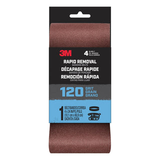 3M Rapid Removal 4 x 24 inch Power Sanding Belt, 120 grit,
Belt4x241pk120, 1 pk