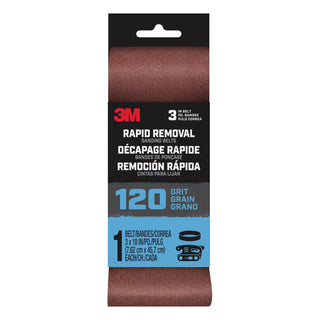 3M Rapid Removal 3 x 18 inchPower Sanding Belt, 120 grit,
Belt3x181pk120, 1 pk