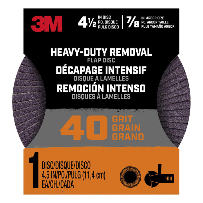 3M Heavy Duty Removal 4.5 inch Flap Disc FlpDisc4.5in40, 40 grit, 1/pk