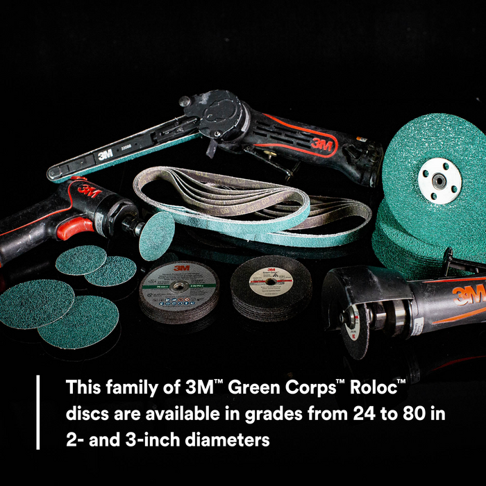 3M Green Corps Roloc Disc 36535, 60 grit, 3 in, 25 Discs/Carton