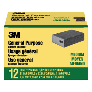 3M General Purpose Sanding Sponge CP002-12P, Block, 3 3/4 in x 2 5/8 in x 1 in